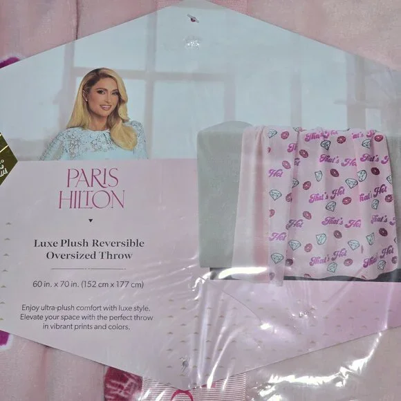 Paris Hilton That's Hot Luxe Plush Oversized Reversible Pink Throw, for Adults - Picture 3 of 4